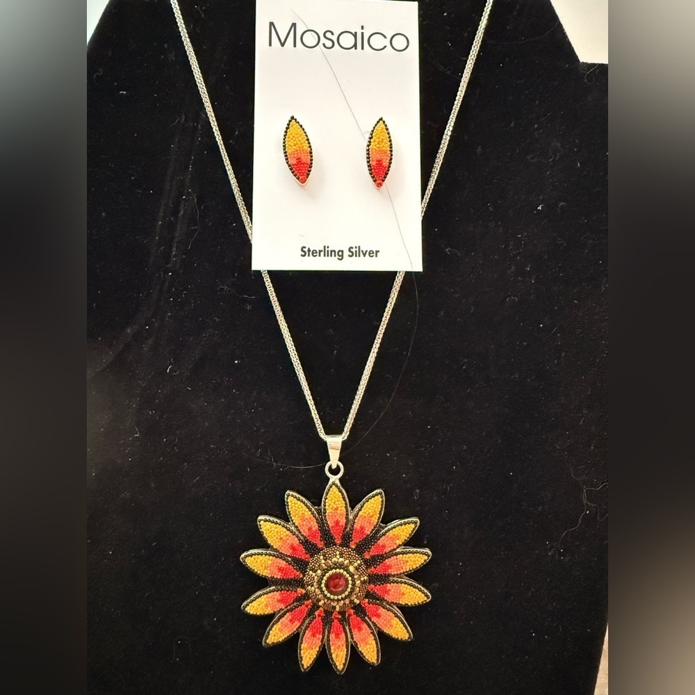 NWT Mosaico Austrian Crystals, 925 Silver, beading, pendant set 💕💕 new line - Picture 5 of 10